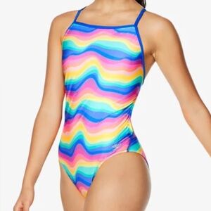 Speedo Rainbow Wave One Piece Swimsuit NEW!